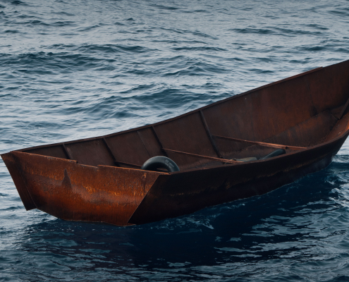 Empty boat at the sea