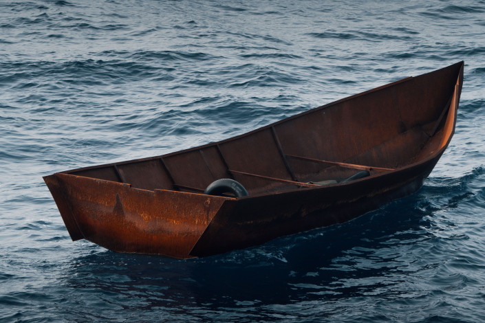 Empty boat at the sea