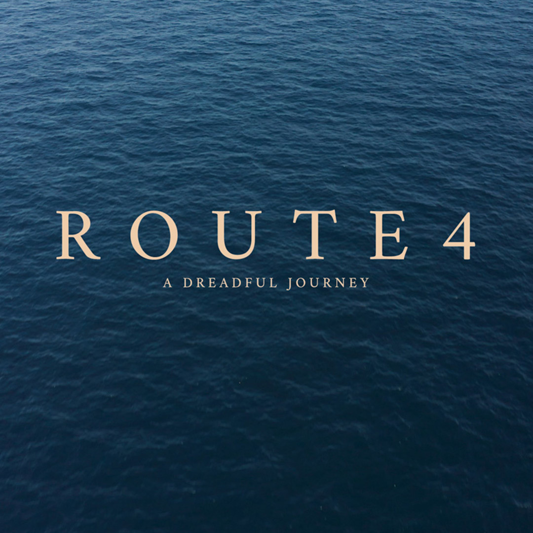 Titelbild der Sea-Eye-Dokumentation „Route 4 – A Dreadful Journey" mit Schriftzug über blauem Meer